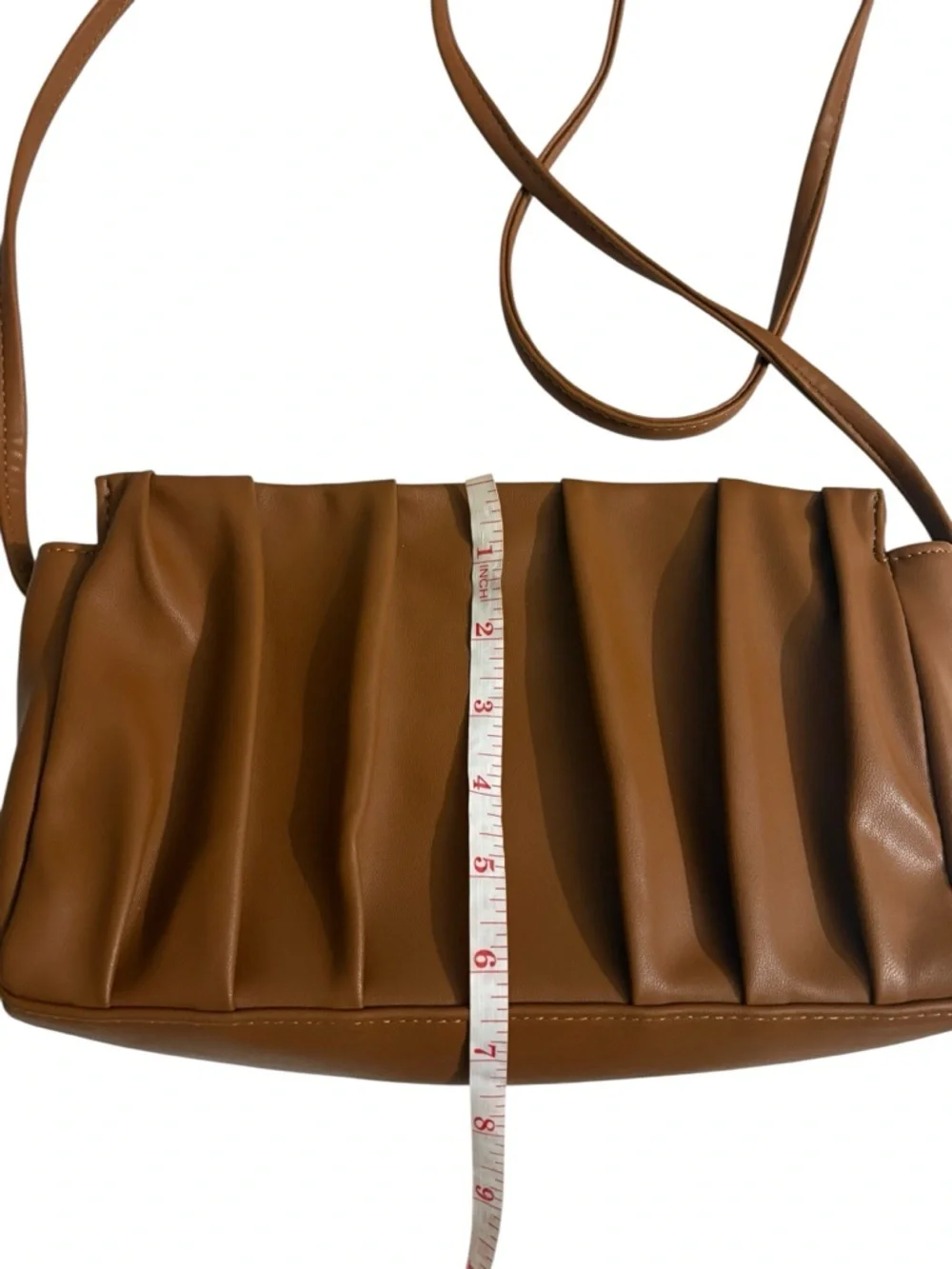 Penn. Penningtons Women's Brown Pleated Crossbody Shoulder Bag - Picture 5 of 9